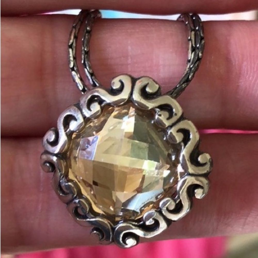 Brighton *Danube* Yellow Crystal 2-Strand Silver Pendant Necklace - Picture 7 of 10